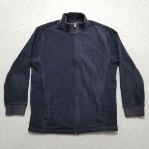 St Johns Bay Jacket Mens Small Blue Fleece Long Sleeve Pullover Full Zip Pockets
